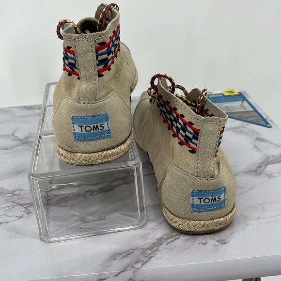 TOMS Sand Alarco Desert Chukka Botas Aztec Lace Up Booties Beige Boho Sz 7 - Picture 3 of 8